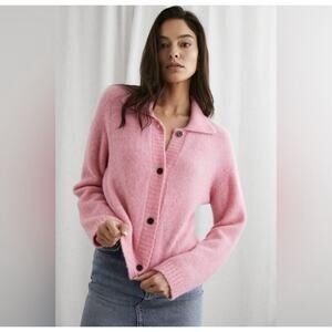 Rails Amber Sweater Heather Fuschia Button-Up Cardigan Size XS Alpaca Preppy W15